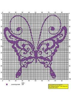 a cross stitch pattern with two butterflies on it