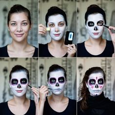 Maquillage tête de mort mexicaine: parce qu’on l’adore! Makijaż Sugar Skull, Holiday Party Makeup, Skull Face Paint, Halloweenský Makeup, Sugar Skull Face, Dead Makeup, Sugar Skull Makeup, Face Painting Halloween