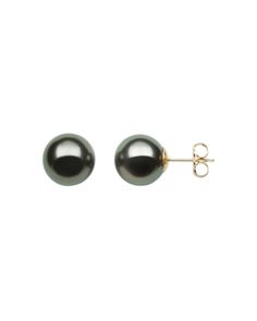 Bloomingdale's Tahitian Black Pearl Stud Earrings in 14K Yellow Gold - 100% Exclusive Traditional Black Earrings For Formal Occasions, Luxury Black Pearl Earrings Gift, Luxury Black Pearl Earrings For Gift, Classic Black Pearl Earrings, Classic Black Tahitian Pearl Earrings, Black Round Pearl Earrings For Formal Occasions, Black Tahitian Pearl Fine Jewelry, Formal Black Tahitian Pearl Earrings, Formal Black Tahitian Pearl Jewelry