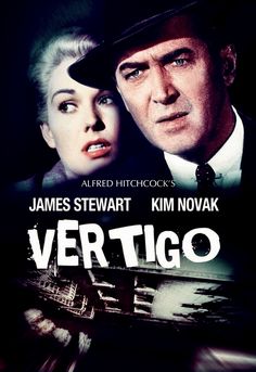 a movie poster for vertigo starring james stewart and kim noyak as two people