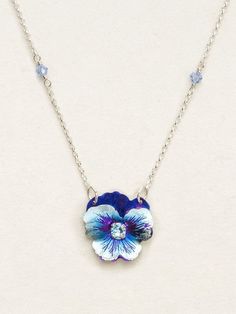 Bonnie Blue Garden Pansy Pendant Necklace Bonnie Blue, Body Craft, Sweet Perfume, Blue Garden, Burgundy And Gold, Candy Store, Unique Flowers, Toy Craft, Crystal Embellishment