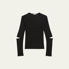 Helmut Lang knit top featuring cut-out long sleeves  Crew neckline Classic fit  Hem sits at the hip Pullover style Lyocell Unlined Dry clean Made in Portugal Helmut Lang, Pullover Styling, Cut Out, Knit Top, Womens Clothing Tops, Tops Designs, Crew Neck, Womens Tops, Long Sleeve