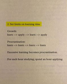 a piece of paper that has some type of writing on it with the words 2 set limits on learning time