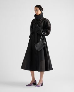 Find PRADA Canvas Coat on Editorialist. Regular fit Unlined Funnel collar Long sleeves Cuff with hook-and-loop strap Zipper and hook-and-loop closure Zipper pockets Heat-sealed tape seams Waxed zippers Cordura fabric Designer Black Outerwear With Belted Cuffs, Black Designer Outerwear With Belted Cuffs, Prada Re Edition, Style Moodboard, Ballerina Slippers, Luggage Bags Travel, Custom Belt, Hybrid Design, Mens Travel Bag