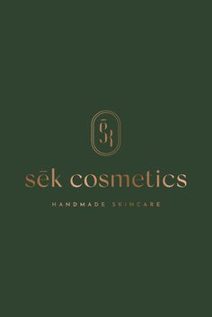 the logo for sek cosmetics handmade skin care, with gold lettering