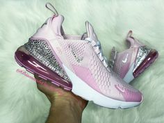 Bling Air Max 270 Shoes Hand Customized with Genuine Swarovski Crystals **Please note these are Youth shoes; the size you order will correlate to the correct Youth size. Colors: Pink & White w/ White Soles Model and Color Code: #CV9645-600 Note: Box may be missing top lid or shoe box Each and every Swarovski crystal is set by hand with top quality, permanent adhesive. Our products come direct from the manufacturer or authorized retailers, and are 100% authentic. We offer free crystal replacement Pink Nike Air Max 270, Pink Nike Air Max, Womens Nike Air Max 270, Pink Nike Air, Bling Nike Shoes, Nike Air Max Pink, Swarovski Nike, Nike Air Max White, Custom Bling