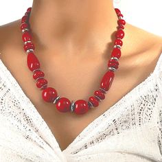 This Necklace Combines The Timeless Charm Of Vintage-Look Red Beads With The Free-Spirited Bohemian Style, Resulting In A Truly Unique Piece. It Effortlessly Elevates Any Outfit, From Casual To Dressy, With Its Vibrant Pop Of Color. Handmade With Meticulous Care By Skilled Artisans, It Embodies Exceptional Quality And Attention To Detail. Nwt Elegant Red Beaded Necklace With Colorful Beads, Elegant Red Beaded Necklace, Party Beaded Necklaces With Polished Beads, Colorful Metal Beads Necklace, Beaded Chain Necklaces With Metal Beads, Red Bohemian Necklaces With Silver Beads, Red Bohemian Necklace With Silver Beads, Red Bohemian Necklace With Faceted Beads, Elegant Red Necklaces With Large Beads