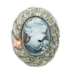 Swarovski Crystal Oval Black Victorian Style CAMEO Crown Princess Queen Gothic Pin Brooch Jewelry Mother's Day Bridal Wedding Christmas Gift Jewelry Formal, Christmas Wedding Gifts, Cameo Jewelry, Cameo Brooch, Brooch Jewelry, Wedding Christmas, Style Noir, Crown Princess, Victorian Style