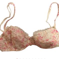 Nina Ricci New With Tag Bra. Elegant Pink Summer Bra, Feminine Floral Print Underwire Bra, Feminine Summer Bra With Padded Cups, Feminine Spring Floral Print Bra, Feminine Spring Bra With Floral Print, Feminine Floral Print Bra For Spring, Spring Feminine Floral Print Bra, Spring Feminine Bra With Floral Print, Feminine Spring Beach Bra