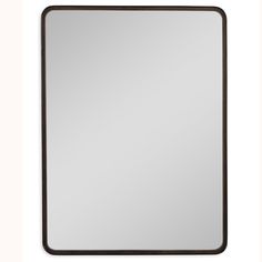 a square mirror with black frame on a white background, it is empty and ready to be used as a wall decoration