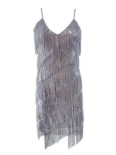 Introducing our timeless and chic Layered Fringe Trim Sequin Cami Bodycon Dress. Constructed from a mini length featuring an elegant layer of lush fringe trim, this gorgeous dress is bedecked with luxurious sequins to exude a look of classic chic and high-end sophistication. Perfect for a night out or making a statement at a special event. Fit Type: Slim Fit Fabric: High Stretch Material: Polyester Size Information: Mini Flapper Dress With Fringe For Party Season, Summer Mini Flapper Dress With Fringe, Elegant Summer Beaded Fringe Mini Dress, Flapper Fringe Dresses For Night Out, Chic Fringe Flapper Dress For Party Season, Elegant Tassel Mini Dress For Party Season, Chic Summer Flapper Dress With Fringe, Elegant Mini Dress With Tassels For Party Season, Glamorous Spring Flapper Dress With Fringe