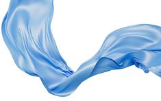 blue flowing fabric on white background