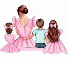 Mothers Day Clipart, Mother Daughter Art, Mom Clipart, Family Clipart, Jessica Smith, Foto Baby, Mom Son, Girl Clipart, Kids Clipart