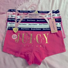 Juicy Couture Boyshort Underwear For Women 5 Pack Size: Large Fun Colors And Patterns Give Yourself The Gift Of Juicy Couture Brand New/Nwt Fitted Pink Boxer Briefs For Summer, Summer Pink Boxer Briefs, Fitted Pink Boxer Briefs, Fitted Pink Short Boxer Briefs, Pink Cotton Boxer Briefs For Loungewear, Pink Cotton Loungewear Boxer Briefs, Trendy Pink Short Sleepwear, Trendy Short Pink Sleepwear, Pink Stretch Short Length Sleepwear