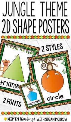 the jungle theme posters for 3d shapes