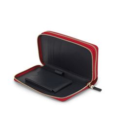 Panama Double Zip Travel Wallet in red calf leather | Smythson Rectangular Travel Cases With Zipper Closure, Rectangular Travel Case With Zipper Closure, Rectangular Travel Accessories With Zipper Closure For Organization, Functional Travel Pouch Rectangular Case, Functional Cases With Zipper Closure For Daily Use, Functional Travel Pouch With Rectangular Shape, Functional Rectangular Travel Pouch, Versatile Travel Wallets With Rfid Blocking, Versatile Travel Wallet With Rfid Blocking