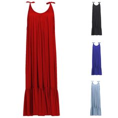 Slip beach skirt women's loose solid color fashion strap open back swing long skirt woman Solid Color Long Summer Dress, Summer Maxi Dress In Solid Color For Beach Season, Maxi Length Solid Color Beach Dress, Beach Season Solid Color Maxi Dress, Solid Color Maxi Dress For Beach Season, Beach Sundress In Solid Color Maxi Length, Solid Color Maxi Sundress For Beach, Flowy Solid Maxi Dress For Beach Season, Summer Solid Color Maxi Sundress