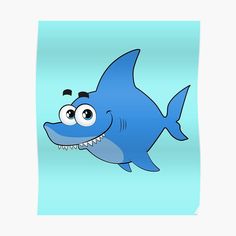 a cartoon shark with big eyes and sharp teeth