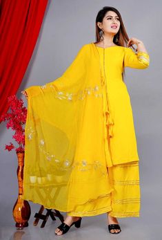 Wedding Kurti, Yellow Anarkali, Rayon Kurti, Straight Kurti, Kurti Pant, Georgette Dupatta, Anarkali Kurti, Gota Work, Anarkali Kurta