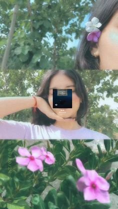 two women with flowers in their hair are looking at each other's eyes and one has her hand on her face