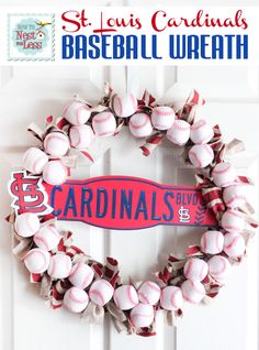 a baseball wreath with the words st louis cardinals on it and an image of a ball wreath