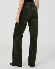 Crafted in supremely soft corduroy in a dark fern green shade, this high-waisted trouser pant is designed with a clean waistband, slash pockets at the front, and welt pockets at the back. Pair these elevated pants with the coordinating Tylee Jacket for a chic matching moment. | Danielle Trouser Pant - Dark Fern Green Corduroy | Size 00 Green Full-length Corduroy Bottoms, Green Corduroy Full-length Bottoms, Full Length Green Corduroy Bottoms, Green Full-length Corduroy Pants, Green Full Length Corduroy Pants, Green Corduroy Bottoms For Work, High Waisted Trouser Pants, Green Corduroy, Fern Green