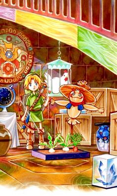 the legend of zelda is standing in front of some items