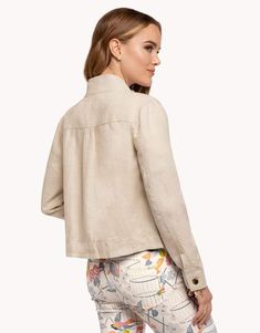 OCEAN REACH JACKET - KimsKlosetKCL Linen Color, Spring Style, Tortoise Shell, Cropped Pants, Stand Collar, Front Zipper, Tortoise, Patch Pocket, Spring Fashion