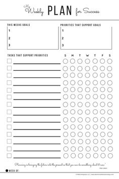 the printable weekly planner is shown in black and white, with text that reads plan