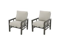 two chairs sitting next to each other on a white background