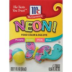 neon food color and egg dye for kids, pink / blue - 4 counts