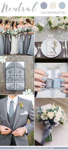 a collage of different wedding colors and details