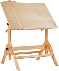 a wooden easel with a drawing board on it's legs and a ruler attached to the top