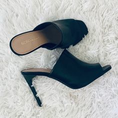 Brand New Black Mule Heels Ivy Baby Lamb Skin Comes With Box Sleek Synthetic Mules For Night Out, Chic Synthetic Mules For Work, Chic Block Heel Mules For Night Out, Black Mules, Baby Lamb, Shoe Brands, New Black, Heeled Mules, Mule Shoe