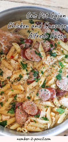 one pot cajun chicken and sausage alfredo pasta