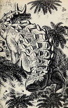 an image of a dinosaur in the jungle with trees and plants around it, from a book about dinosaurs