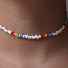 Boho Choker Beaded Choker Rainbow Choker Summer Choker | Etsy Pride Necklace Diy, Rainbow Beaded Necklaces For Summer Festivals, Adjustable Rainbow Beaded Necklaces For Summer, Adjustable Playful Beaded Necklaces For Festivals, Casual Vacation Beaded Necklaces With Beaded Chain, Summer Festival Rainbow Beaded Necklaces, Adjustable Playful Beaded Necklace For Festival, Casual Beaded Necklaces For Vacation, White Beaded Choker For Vacation