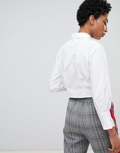 Tall top by ASOS WHITE Not for the clumsy ones Point collar Button placket Pleated design Cropped length Regular fit Chic White Cropped Shirt For Office, Chic White Cropped Shirt For Work, Elegant White Button-up Cropped Shirt, Chic Cropped Office Shirt, Chic Button-up Cropped Workwear Shirt, Chic Button-up Cropped Shirt For Work, Chic Collared Cropped Shirt For Office, Fitted Cropped Long Sleeve Shirt For Daywear, Chic Collared Cropped Shirt For Work