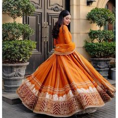 Orange Frock, Bridal Lehenga Collection, Frock Fashion, Draping Fashion, White Maxi Skirts, Polka Dot Maxi Dresses, Traditional Indian Outfits, Elegant Maxi Dress