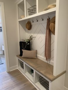 the entryway is clean and ready for guests to use it as a storage space