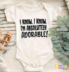 "Adorable Baby Onesie®, Funny Baby Outfit, Baby Shower Gift, Cute Baby Clothes, Funny Baby Onesie®, Funny Kids T-Shirt, Gift for Cute Newborn, Cute Natural Baby Onesie®, Vintage Bodysuit, Cute Natural Baby Onesie®, Newborn Baby Gift, Funny Tees, Mommy's Girl Shirt, Cute Baby Bodysuit, Funny Shirt for Girls, Toddler Girl's Shirt, Natural Newborn Girl Shirt, Cute Baby Clothes, Gift for Newborn, Babyshower Gift, Babyshower Shirt, Newborn Girl Gift Welcome to SareKidsStyle! HOW TO ORDER * Please review all the information provided before placing an order. 1. Select the style and size using the drop-down menu. 2. Select color 3. [APPLICABLE ONLY ON CERTAIN LISTINGS] Follow the instructions to fill out the \"Add your personalization\" option, e.g., specifying custom sayings or selecting design c White Onesie With Funny Text For Birthday, Cute Onesies For Babies, Cheap Cute Onesie With Funny Print, Cute Onesie With Funny Text As A Gift, Funny Infant Onesies, Funny Baby Girl Onesies, Baby Clothes Funny, Vintage Bodysuit, Funny Baby Shirts