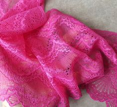 Magenta pink stretch lace trim with a pretty design. Wide elastic lace with a flounce edge and is of excellent quality with a soft handle and drape. This listing is for 1 METER = 1.09 yard width: 8.05 inch = 20.5 cm Ideal for sewing and craft projects. This stretch lace ideal for lingerie, bra making, clothing, accessories, doll dresses, table runner decoration, home textile, gifts, bags decoration, skirt bottoming, home decor and other projects you could imagine. Multiples of 1 meter purchased Fitted Pink Lace, Fitted Pink Lace Tops, Pink Fitted Lace For Party, Fitted Pink Lace For Party, Elegant Pink Lace For Summer, Stretch Lace With Lace Trim For Summer, Spring Scalloped Stretch Lace, Pink Lace With Patchwork For Spring, Pink Lace Patchwork For Spring