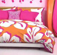 Juicy Orange Victorian Living Room Decor, Juicy Orange, Cool Kids Bedrooms, Flower Duvet, White Hibiscus, Bedroom Orange, Pink Hibiscus, Hawaiian Flowers, Bright And Beautiful