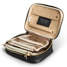 Made of Italian full-grain leather, this high-quality jewelry travel case features a ring strap and an earring strap that holds six pairs of earrings. A bottom section has a six-necklace organizer to keep them protected and untangled. Personalize with two letters. 7 ½" x 5 ½" x 2" h. Jewelry Travel Case, Jewelry Travel, Necklace Organizer, 2025 Vision, Travel Jewelry Case, Dream Nails, Leather Products, Travel Jewelry, Crete