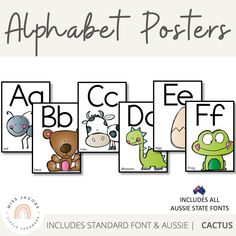 Alphabet Posters in Australian State Fonts - Miss Jacobs Little Learners Alphabet With Animals, Modern Classroom Decor, Boho Rainbow Classroom, School Fonts, Early Years Classroom, Victorian Modern, Homeschool Decor, Alphabet Posters, Modern Classroom