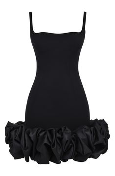 Head for the dance floor in this showstopping stretch-crepe and taffeta mini with dramatic ruffles around the hem. Exclusive retailer Square neck Sleeveless 92% polyester, 8% elastane with 49% cotton, 51% polyester contrast Dry clean Imported Knee Length Formal Dresses Classy, Sweet 16 Dresses With Sleeves, Birthday Outfit For Women Classy, Black Birthday Dress Classy, Graduation Outfits For Women College, Graduation Black Dress, Black Rose Dress, Black Dress Ruffle, Black Graduation Dress