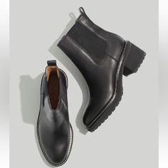 This Classic Chelsea Boot Is Made For Walkin', Thanks To The Lightweight Eva Platform And Chunky Heel. Made Of Smooth Leather, It's The Edgy Pair That Can Be Worn With Everything From Dresses To Jeans. And, Cushiness Alert: Our Mwl Cloudlift Lite Padding Feels Like Walking On A...Well, You Know. When You Select Your Size, "H" Equals A Half Size. 5 1/4" Shaft Height (Based On Size 7). 2 1/2" Heel. Leather Upper. Pigskin Lining. 100% Rubber Sole (30% Of Which Is Recycled). Do Well: Leather Sourced Madewell Boots, Cutout Boots, Chelsea Boots Black, Platform Chelsea Boots, Comfy Winter, Madewell Shoes, Black Chelsea Boots, Leather Boots Women, Leather Chelsea Boots