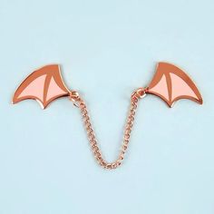 Demon wings enamel pins with chain - rose gold pink wing lapel pin brooch badge flair collar pin hat pin kawaii anime manga japanese fashion by fleacircusdesigns Flea Circus, Circus Design, Demon Wings, Rose Gold Lights, Metal Light, Rose Gold Pink, Pink Enamel