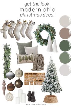 christmas decor with white and green accents