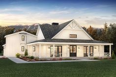 this is an artist's rendering of the farmhouse style house plans for small homes